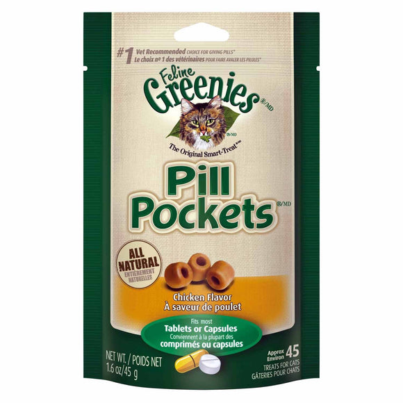 Greenies Pill Pockets Feline Chicken Flavor Cat Treats, 1.6-oz