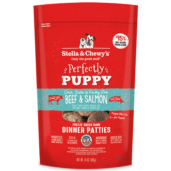 Stella & Chewy's Puppy Beef & Salmon Dinner Patties Grain-Free Freeze-Dried 14oz