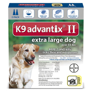 K9 Advantix II Extra Large Dog 55lb+ (2 month supply)