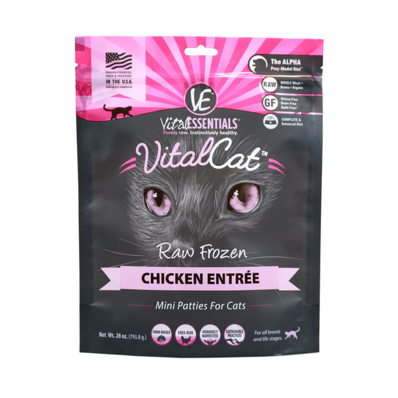 FROZEN RAW Vital Essentials Cat Food Chicken Mini Patties 28oz
