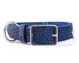 Tucson Blue Crocodile Texture Italian Leather Collar