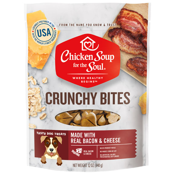 Chicken Soup for the Soul Dog Treats Bacon & Cheese Crunchy Bites 12oz Bag