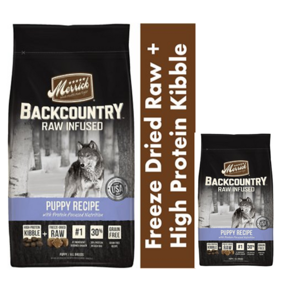 Merrick Backcountry Grain Free Raw Infused Puppy Dry Food (4lb, 22lb)