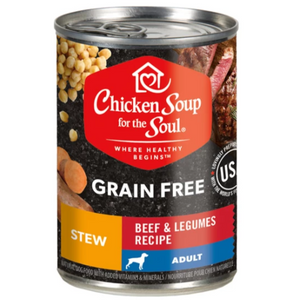 Chicken Soup for the Soul Beef & Legumes Stew Grain Free Canned Dog Food, 13-oz