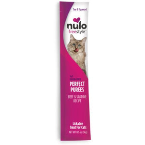 Nulo FreeStyle Cat Grain-Free Beef & Sardine Puree Sachet Cat Treat 0.5oz