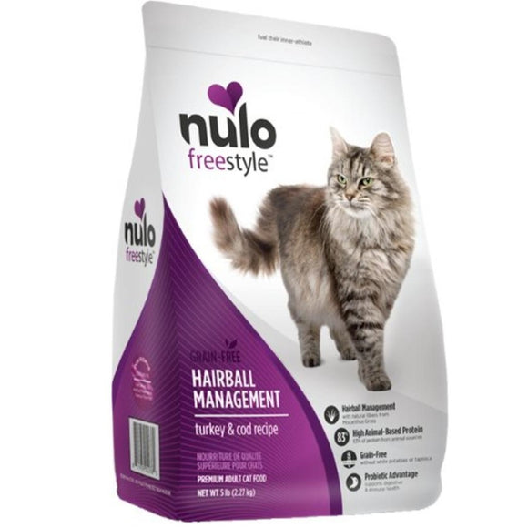 Nulo Freestyle Cat Grain Free Hairball Management Turkey & Cod Recipe Dry Cat Food (5 - 12lb)