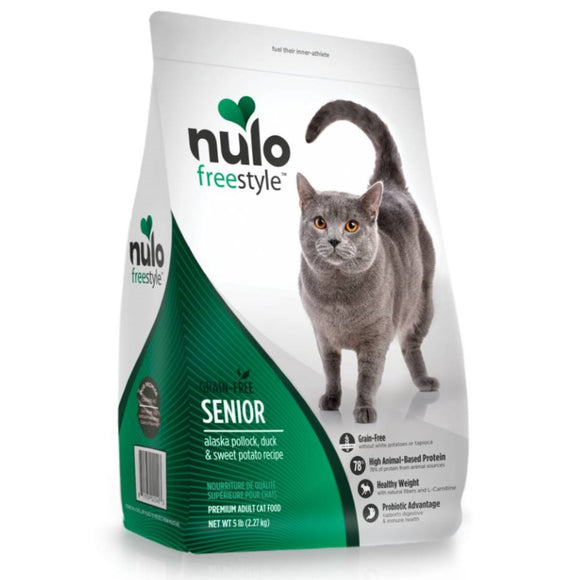 Nulo Freestyle Grain Free Senior Cat Alaskan Pollock, Duck & Sweet Potato Recipe Dry Cat Food (5 - 12lb)