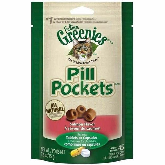 Greenies Pill Pockets Feline Salmon Flavor Cat Treats, 1.6-oz